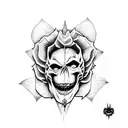 The Batman Who Laughs skull in roses tattoo design idea