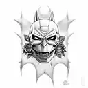 The Batman Who Laughs skull in roses tattoo design idea