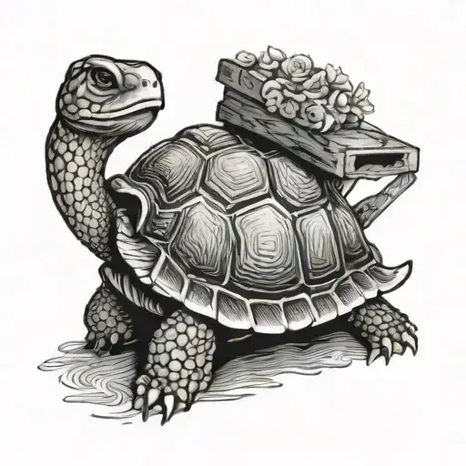 I love you with a box turtle surrounded tattoo design idea