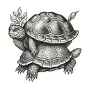 I love you with a box turtle surrounded tattoo design idea