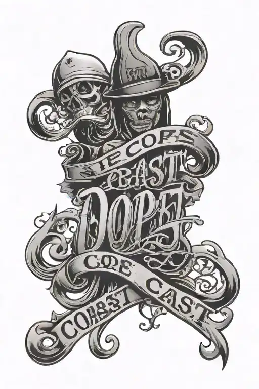 Dope Coast Text Gangster  tattoo design idea