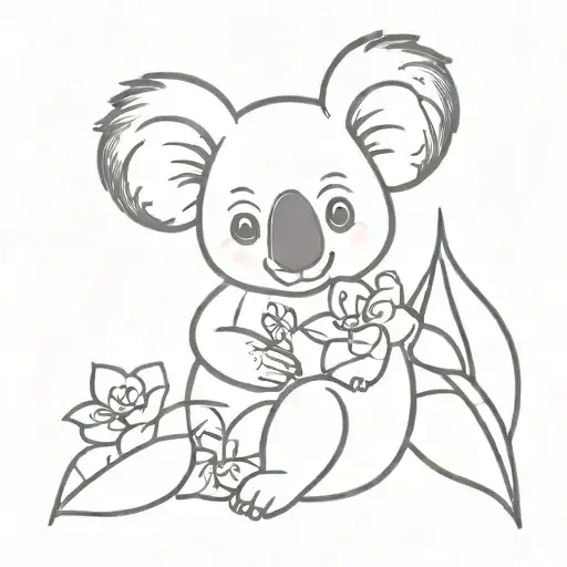 koala, butterfly, one half of which is a flower tattoo design idea