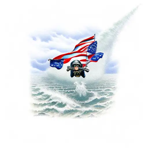 united states navy search & rescue swimmer jumping from an SH-60 seahaw tattoo design idea