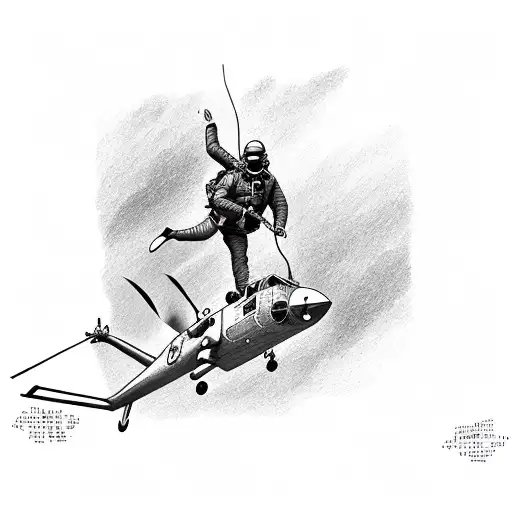 united states navy search & rescue swimmer jumping from an SH-60 seahawk helicopter tattoo design idea