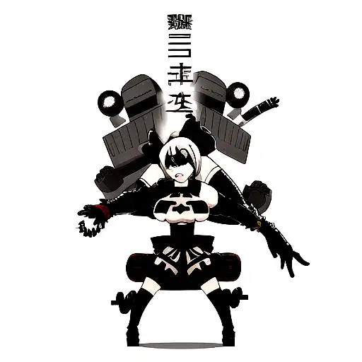 Nier Automata 2B Fighting Robots tattoo design idea