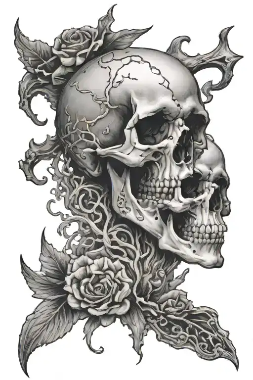 Skull underwater scene tattoo design idea