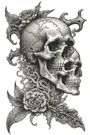 Skull underwater scene tattoo design idea