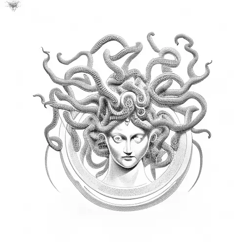 medusa holding the head of perseus tattoo design idea