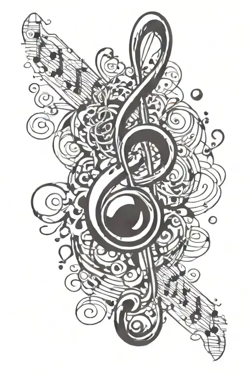 music note and stephascope tattoo design idea
