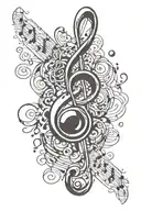 music note and stephascope tattoo design idea