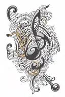 music note and stephascope tattoo design idea