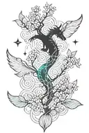 dogwood tree, stars, dragon tattoo design idea