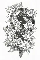 dogwood tree, stars, dragon tattoo design idea