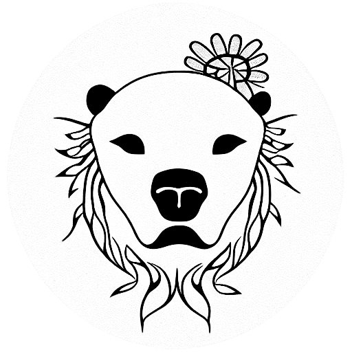 flower polar bear  tattoo design idea