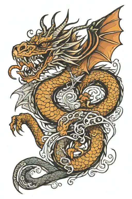 western dragon wrapped tattoo design idea