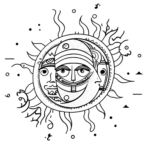 Sun and Moon tattoo design idea