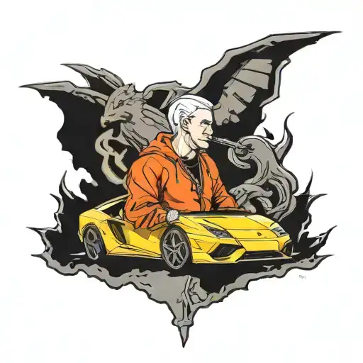 Eminem, lamborghini, backward e  tattoo design idea