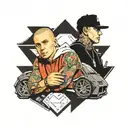 Eminem, lamborghini, backward e  tattoo design idea