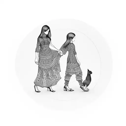 mom and daughter  tattoo design idea