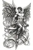 a concept tattoo of a male falling angel with wings tattoo design idea