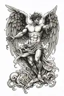 a concept tattoo of a male falling angel with wings tattoo design idea