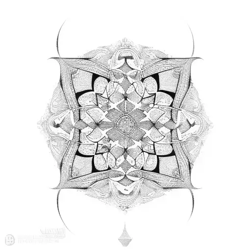 A geometric pattern inspired by traditional Middle Eastern tiles, with medical symbols incorporated within tattoo design idea