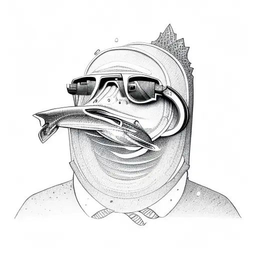 a salmon wearing sunglasses tattoo design idea