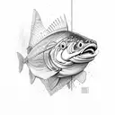 a salmon wearing sunglasses tattoo design idea