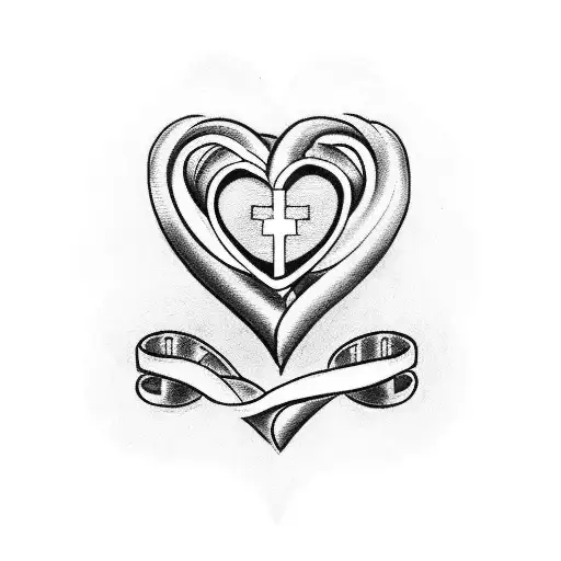 A heart-shaped tattoo with the initials of your two boys intertwined with watch hands, symbolizing the eternal love for your family tattoo design idea