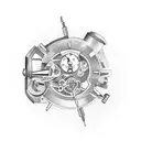 A tattoo design depicting a watchmaker at work, surrounded by tools and timepieces, showcasing your passion for watchmaking tattoo design idea