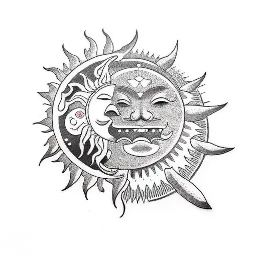 Sun and Moon tattoo design idea