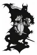 Knight with sword with a three headed dragon in the back tattoo design idea