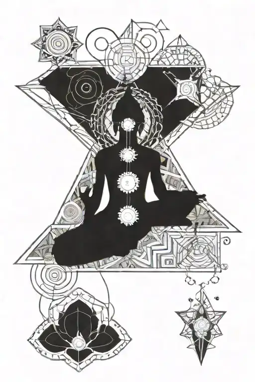 7 chakras, unalome, Krishna, tattoo design idea