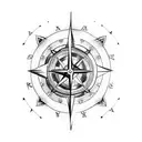 tattoo with compass and axe tattoo design idea