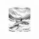 Ocean Wave, sharks, sand, boat tattoo design idea