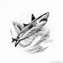 Ocean Wave, sharks, sand, boat tattoo design idea