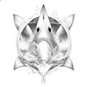 Ocean Wave, sharks, sand, boat tattoo design idea