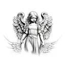 renaissance angel statue tattoo design idea
