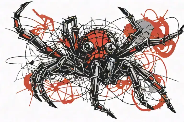 barbed wire spider tattoo design idea
