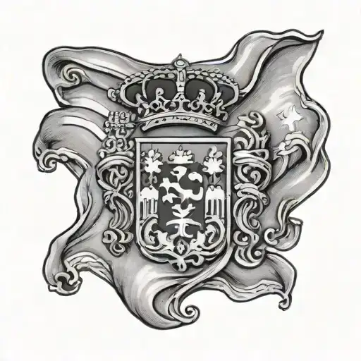 Spanish flag with Swiss Army symbol Inside   tattoo design idea