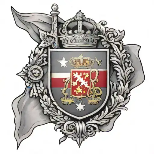 Spanish flag with Swiss Army symbol  tattoo design idea