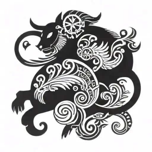 Swiss and Spanish national symbols intertwined representing tattoo design idea