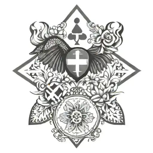 Swiss and Spanish national symbols tattoo design idea