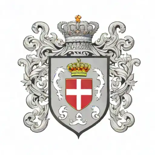 Spanish coat of arms with Swiss flag symbol Inside   tattoo design idea