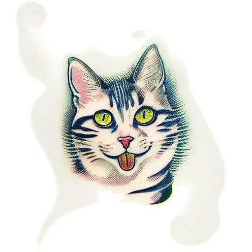 calico cat tattoo design idea
