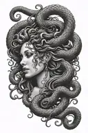 medusa, pretty, black snakes and some tears tattoo design idea