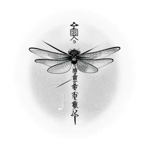Japanese temple surrounded by dragonflies  tattoo design idea