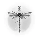 Japanese temple surrounded by dragonflies  tattoo design idea