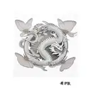 Japanese temple surrounded by dragonflies  tattoo design idea