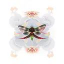 Japanese temple surrounded by dragonflies  tattoo design idea